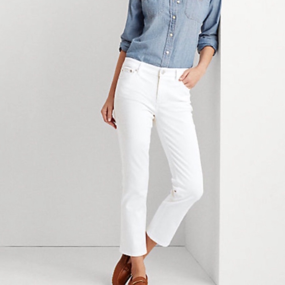 LAUREN RALPH LAUREN PREMIER STRAIGHT JEANS NWOT WHITE SIZE 4 - Picture 1 of 1